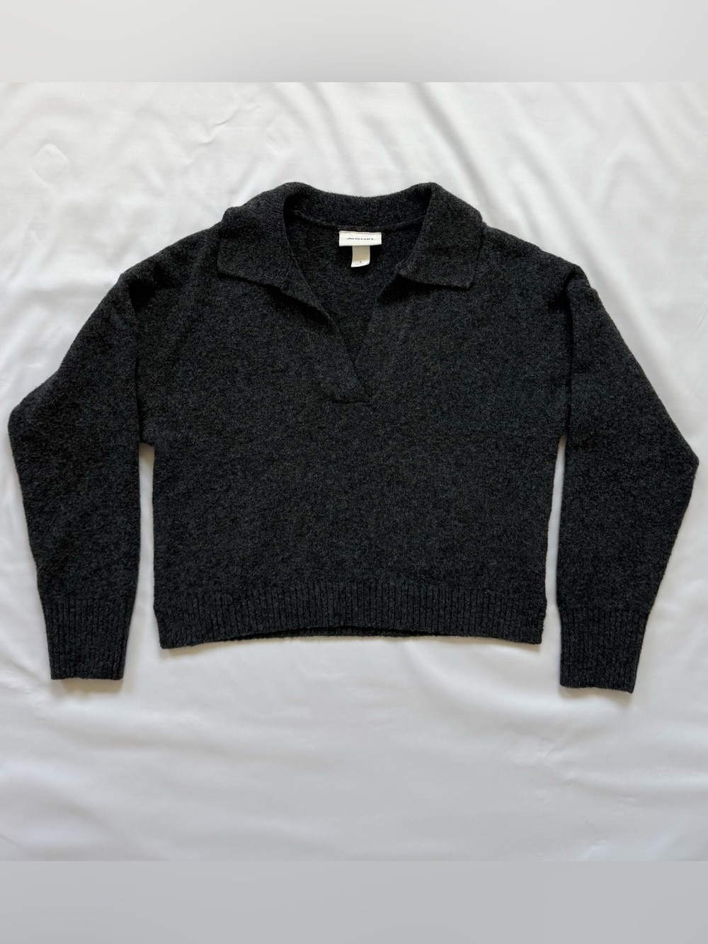 Monki Dark Charcoal V‑Notch Collar Sweater